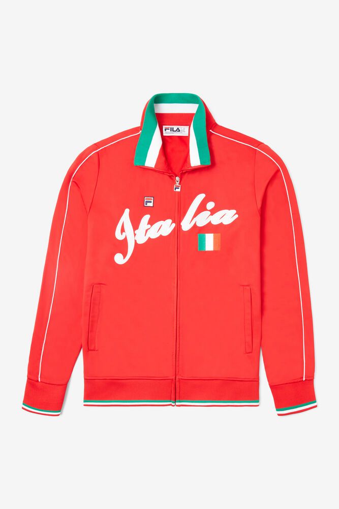 Fila Jacket Mens Red - Italia Track - Philippines 3679205-FO